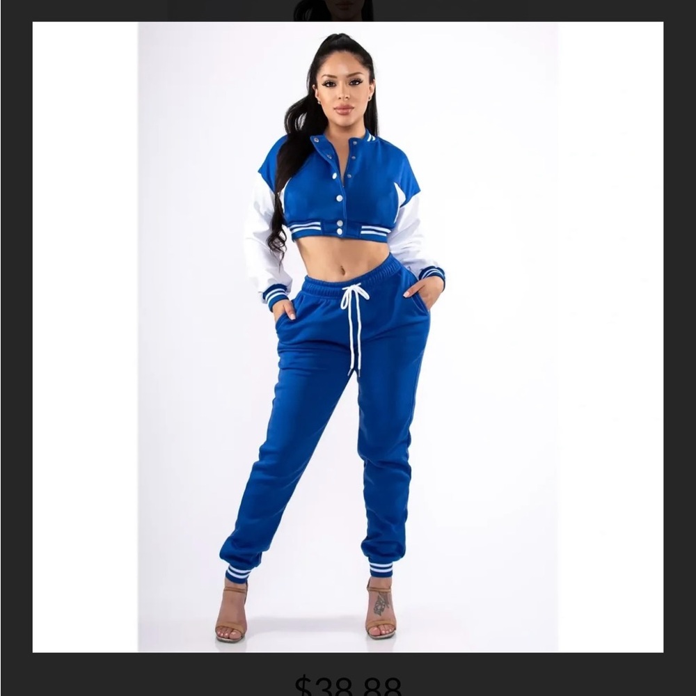 Blue and White Women's Jumpsuit